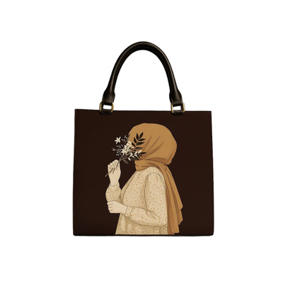 Hijab Girl Brown Canvas Tote Bag