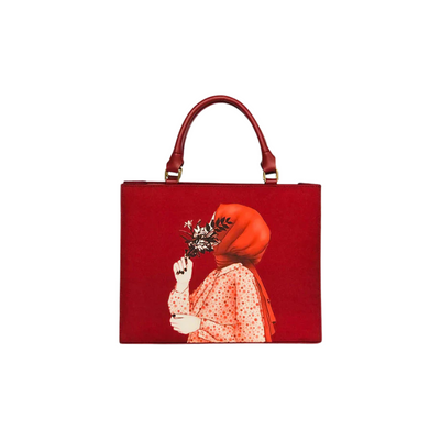 Hijab Girl Red Canvas Tote Bag